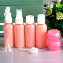 9 Piece Set Pink Plastic Travel Set, Pump Sprayer Bottle (PT03)